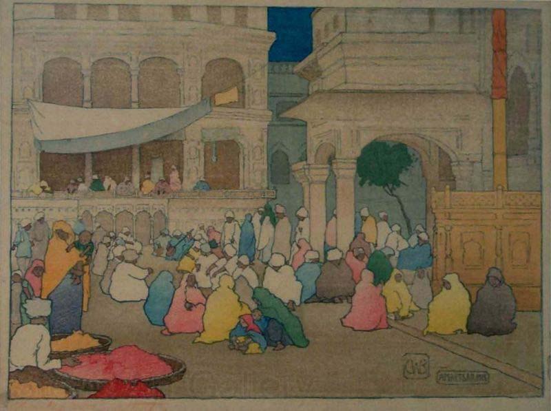 Charles W. Bartlett Amritsar [India], color woodblock print by Charles W. Bartlett, 1916, Honolulu Academy of Arts